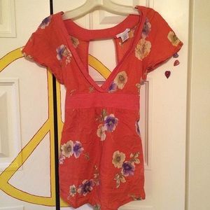 Orange floral top. Floral. Boho.